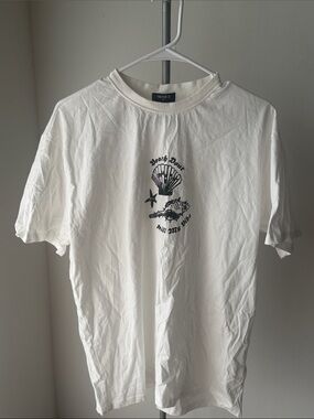 Forever 21 White Short-Sleeve Tee with Black Seashell Graphic